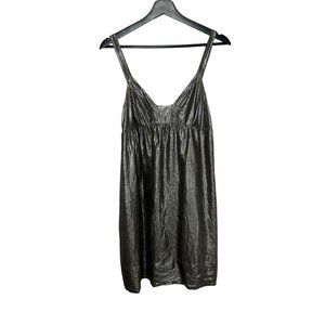 Graham Spencer Bronze Gold Metallic Silk Blend Sleeveless Empire Waist Short Dre